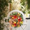 18 Inch Fall Wreath for Front Door Artificial Pumpkin Wreath with Dahlia Berries And Bow Large Autumn Wreath for Thanksgiving Farmhouse Indoor
