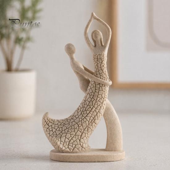 Artistic Home Accents Abstract Couple Sculpture Ornament, Resin Sandstone Style Statue, Romantic Durable Table Decor Embracing Figure for Living Room