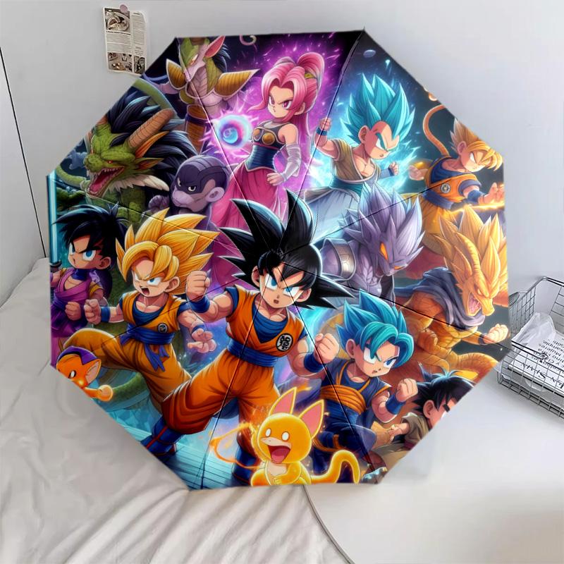 1 PC Automatic Folding Umbrella - Dragon Ball Super Pattern Portable Foldable Design With 8 Ribs Christmas Birthday Gifts