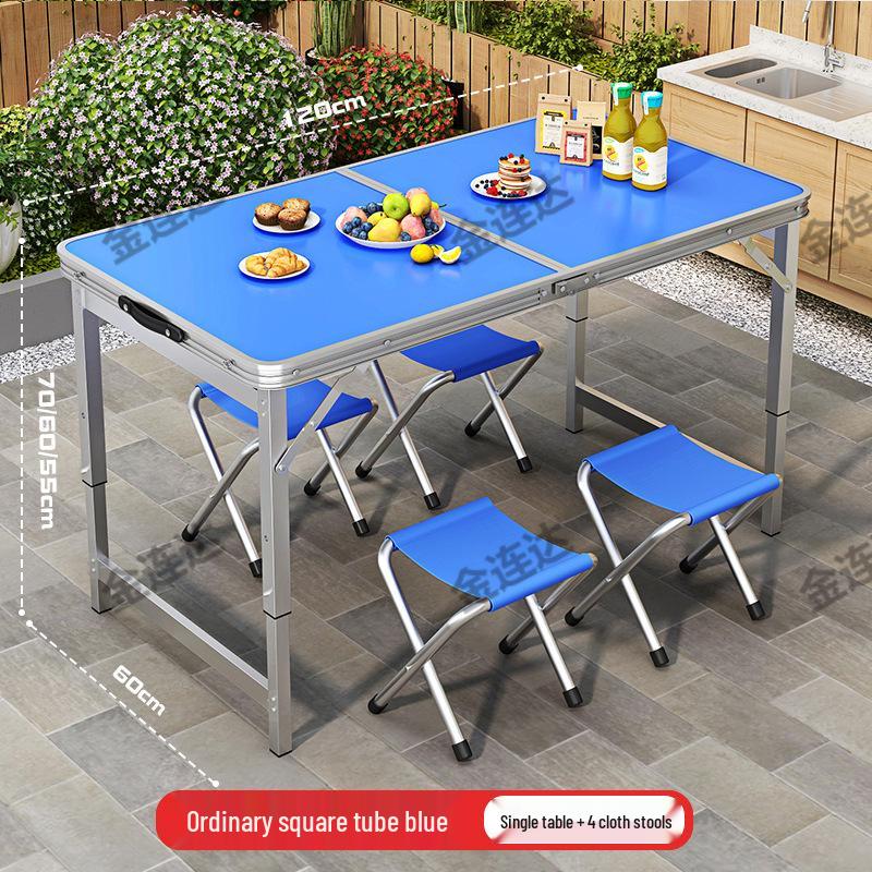 Portable Aluminum Folding Table for Outdoor Dining and Market Stalls - Adjustable and Compact