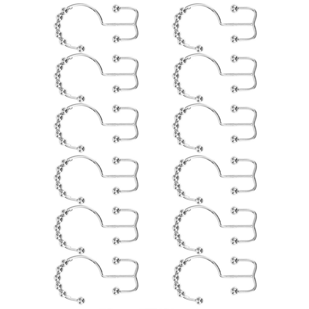 12 Stück Mehrzweck 8 Perlen Doppelgleit-Hängehaken Badezimmer Duschvorhanghaken Ringe