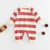 Spring Baby Romper: Yarn-Dyed Striped Cotton Bodysuit for Boys & Girls