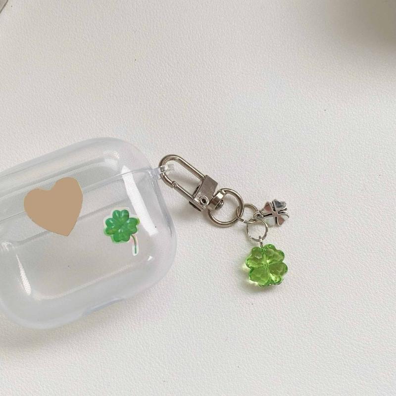 Charm pentru telefon trifoi cu patru foi făcut manual, lanț de telefon elegant, accesoriu mobil, breloc portabil pentru femei la modă