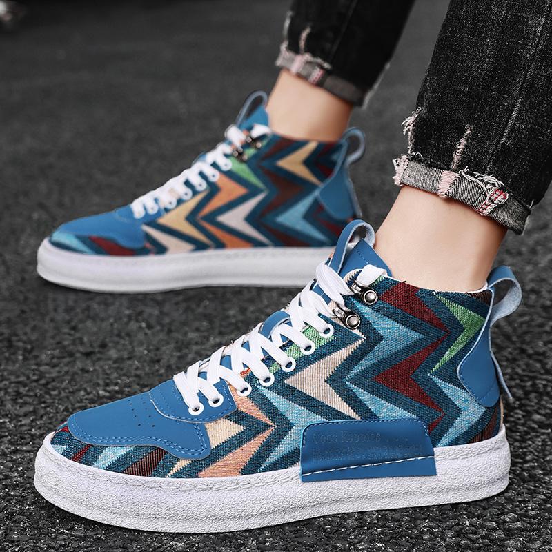 Fashion Fashion High Top Canvas Sneakers Men Summer Breathable Skateboarding Shoes for Men Lightweight Vulcanized Shoes Man Espadrilles