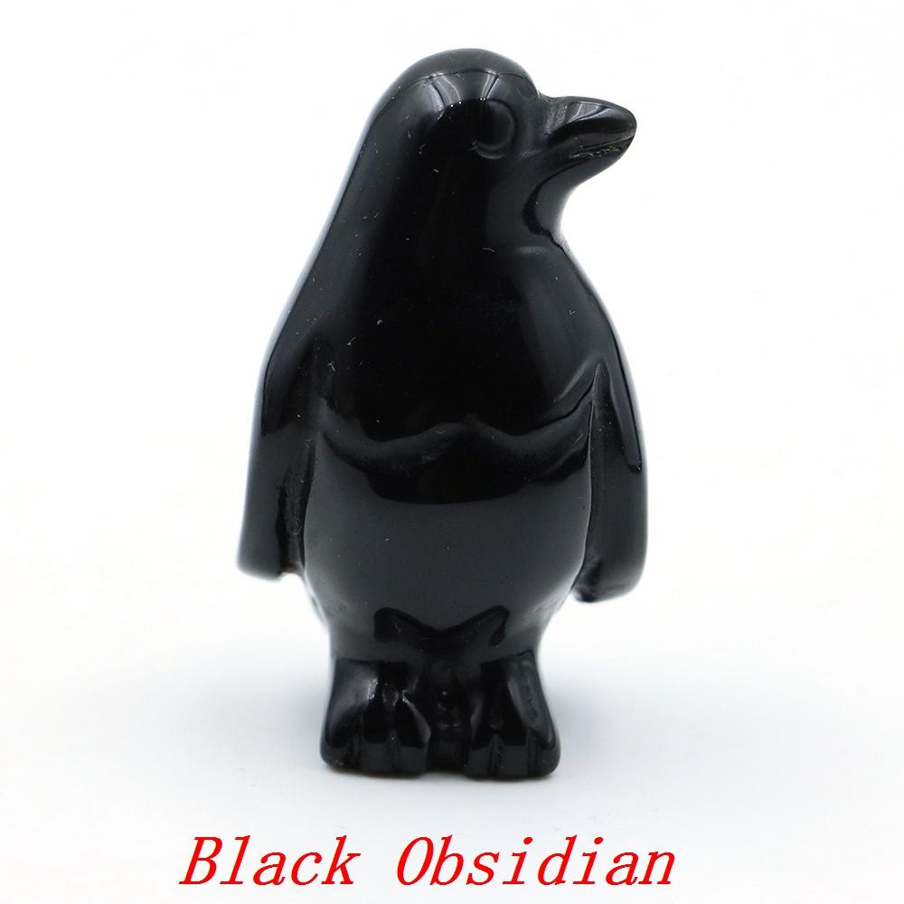 Cute Penguin Statue Natural Amethyst Rose Quartz Healing Crystals Stones Carving Reiki Animal Figurines Crafts Room Decoration