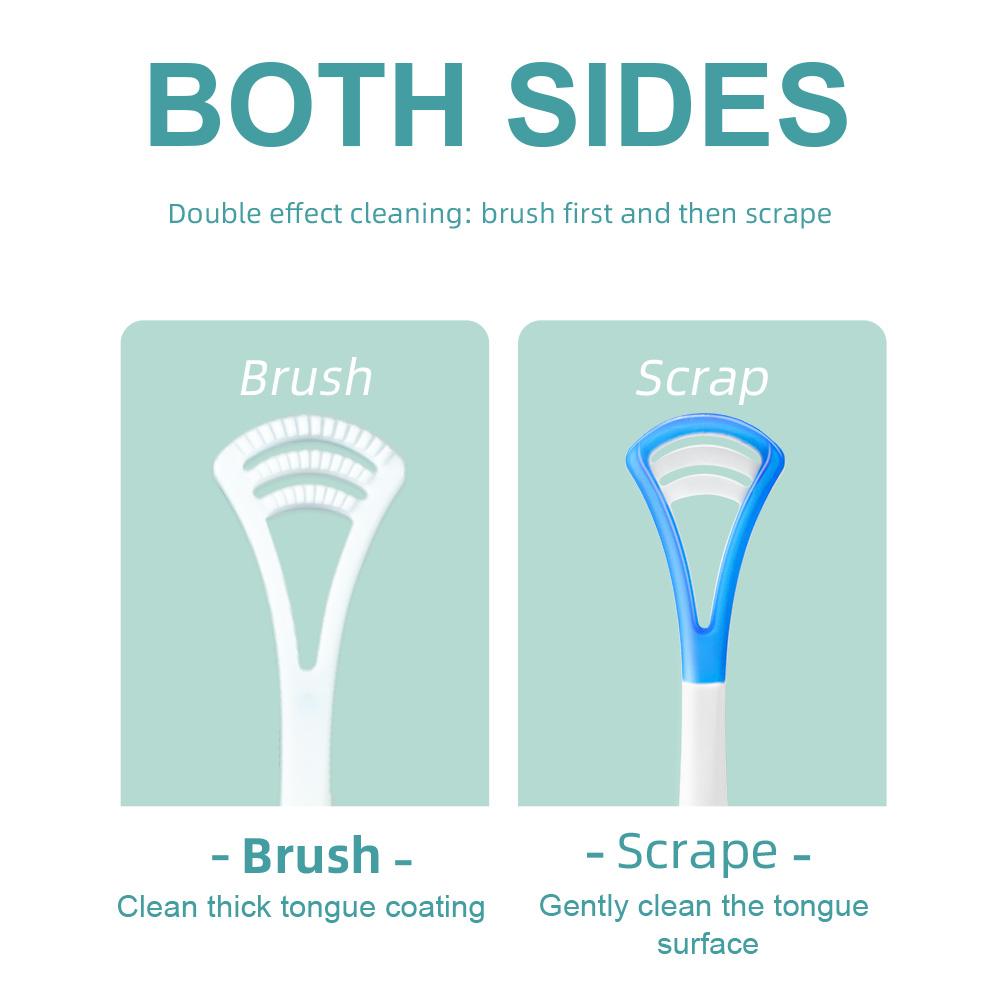 1Pcs Silicone Tongue Scraper With Ergonomic Handle Double-Sided Fresher Breath Tongue Cleaning Brush Oral Hygiene Tool