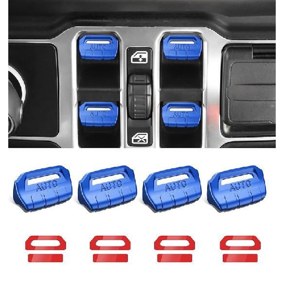 Fits for JL Jeep 4 PCS Upgrade Window Switch Button Cover Compatible with Jeep Wrangler JL JLU 2025 2024      2018 & Gladiator JT -2025 Interior