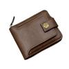 Vintage Horizontal Zipper Men's Wallet Short Card Holder Leather Bifold Wallet Genuine Leather Business Casual Multi-Function Wallet