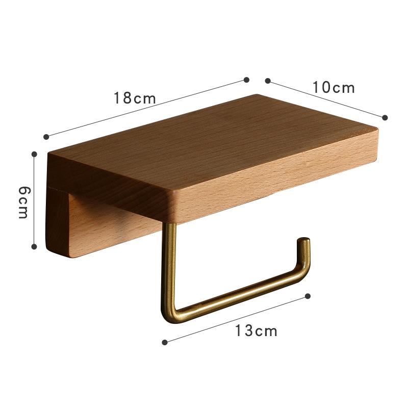 Bathroom Roll Rack Home Wall Mounted Storage Paper Towel Holder Black Walnut Toilet Roll Paper Holder No-Punch Home Decoration