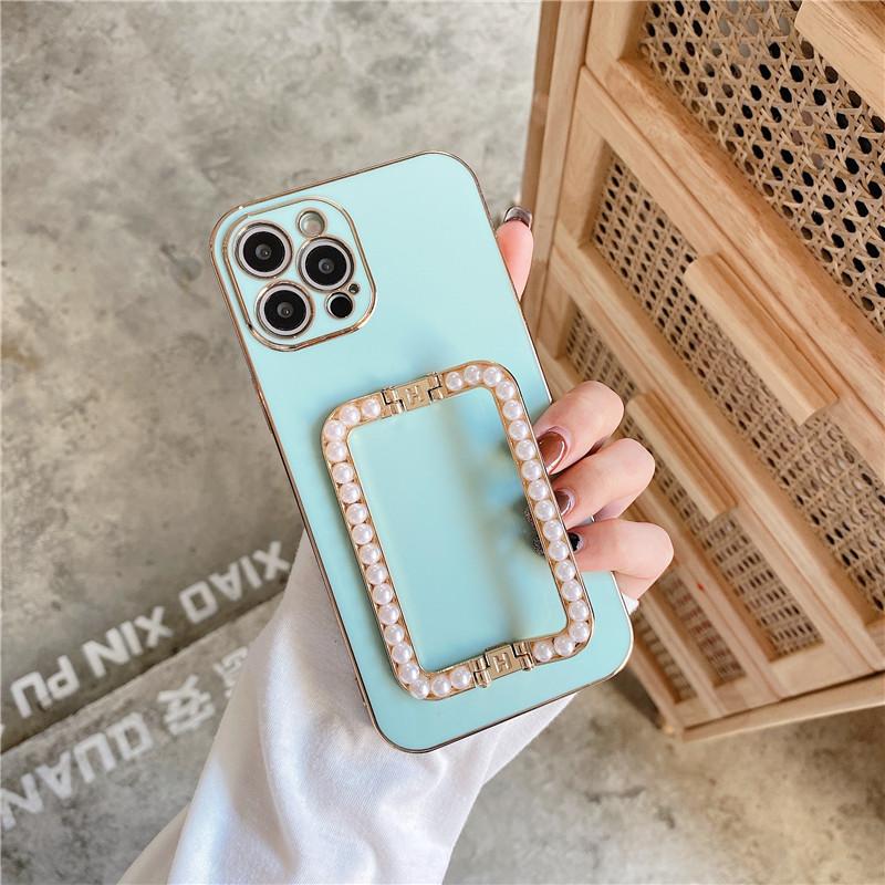 3D Pearl Plating Metal Square Buckle Case For Samsung S23 S22 Ultra S21 A14 A24 A34 A54 A13 A23 A33 A53 A12 A32 A52/Redmi 12 10 9A 9C 9T Note 11 12