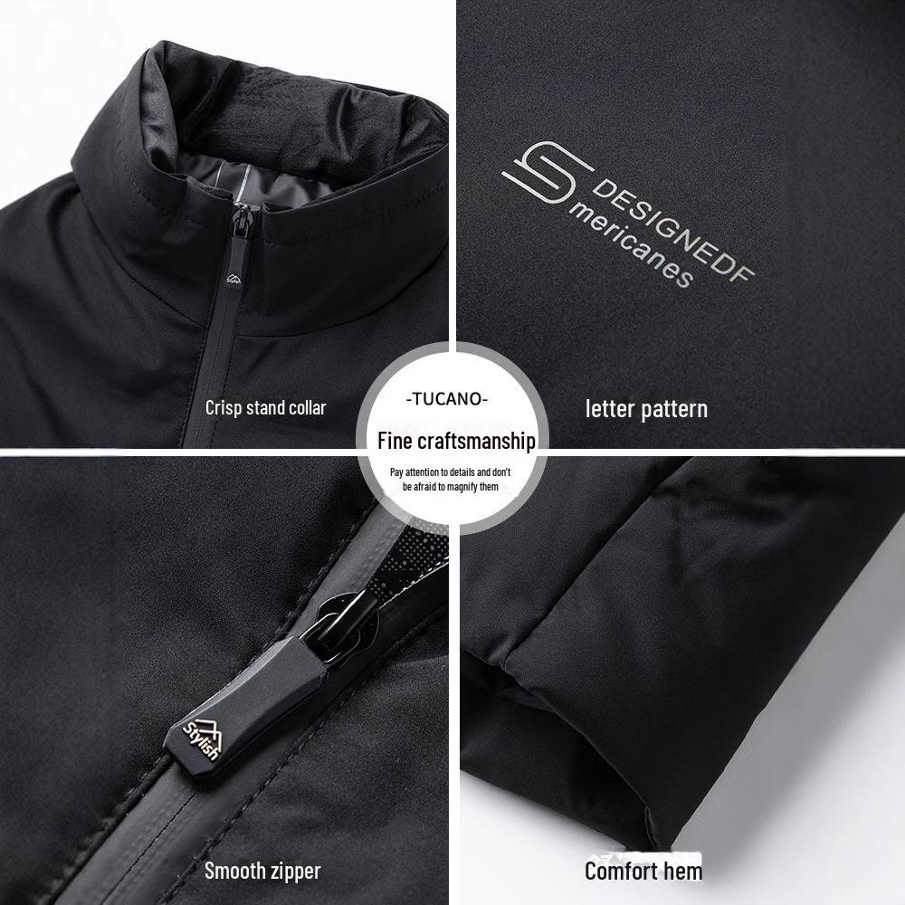 2024 Men's Stand Collar Thickened Cotton Jacket - Winter Casual Coat for Middle-aged and Elderly