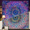 PRRPRR Blacklight Mandala Tapestry for Bedroom, UV Reactive Trippy Wall Tapestry, Bohemian Aesthetic Wall Art Decor for Adults Teens and