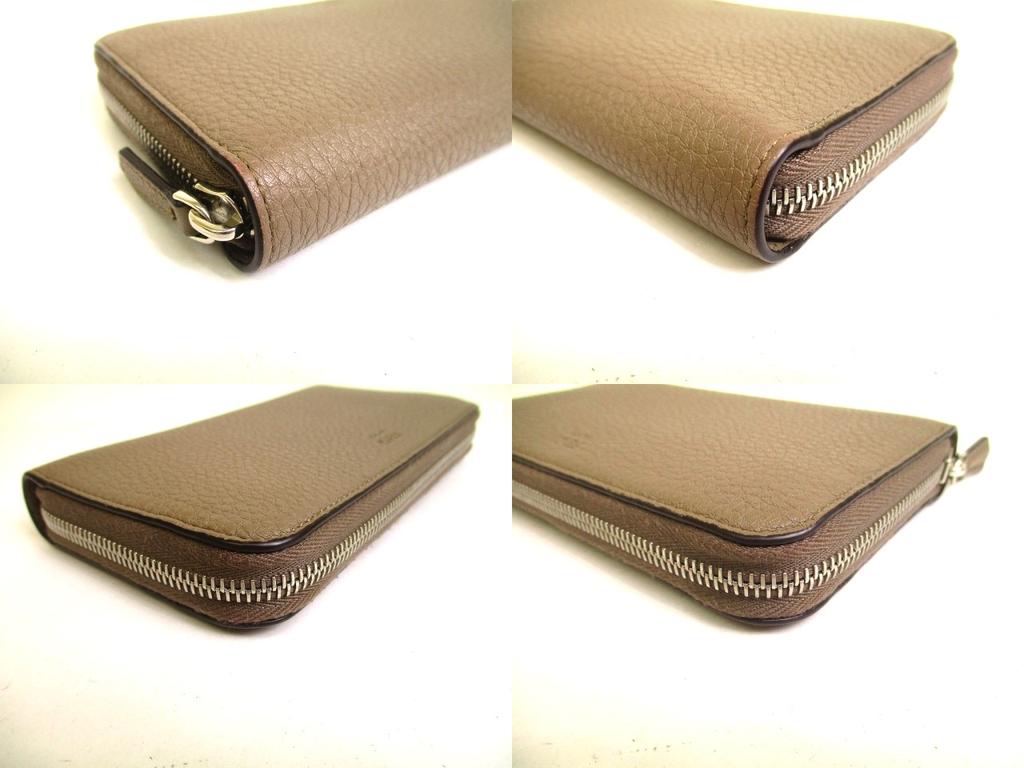 Authentic FENDI Peekaboo Beige Leather Zip Around Long Wallet #a174  Open box