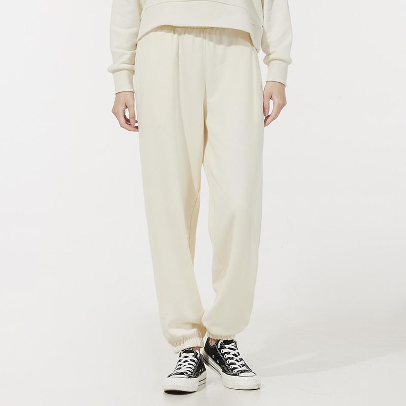 Puma Relaxed Embroidered Logo Drawstring Joggers Women Bottoms Ivory-White 532284-73