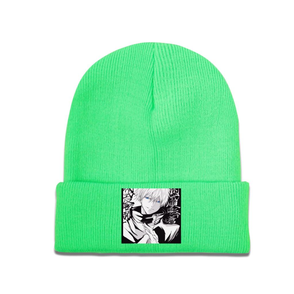 Gojo Satoru Strickmütze Beanie Wintermütze Warme Polyester Casual Jujutsu Kaisen Anime Caps für Unisex Frauen Geschenk