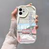Train landscape illustration for iPhone15promax mobile phone case Apple 14 wave 12/13 soft case 11