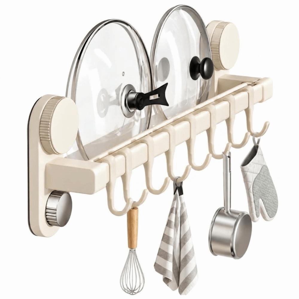No Drill Kitchen Utensil Hanger Removable Wall-Mounted Hanging Rod Bedroom