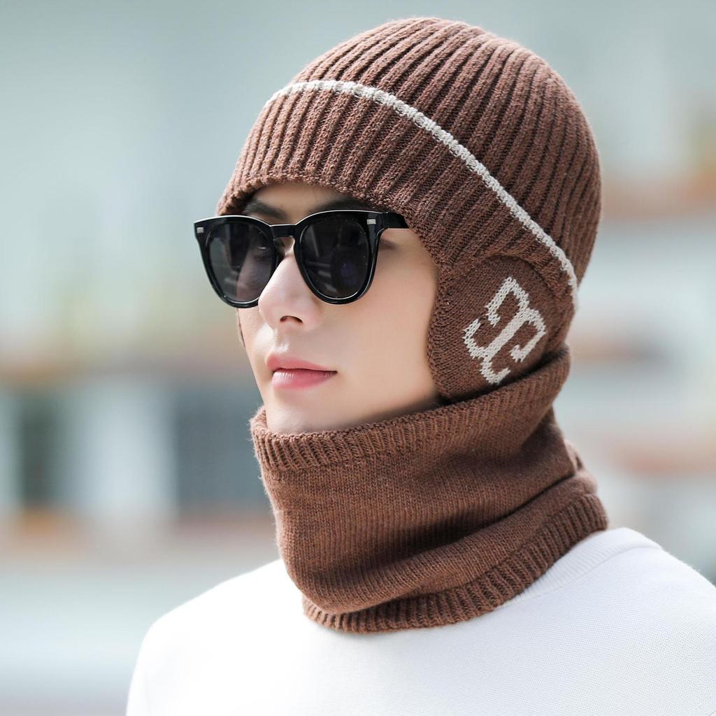 Hats for Men Winter Warm and Cold Proof Woolen Hats Men's Knitted Hats Men's Big Head Cold Hats Boys' Chaowenling Cotton Hats