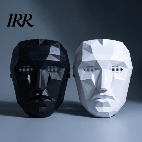 Verstellbare Maske Halloween Geometrische Maske, Polygonal Cool Party mit Netzaugen, Einzigartiges Kostüm Schwarz Weiß Cosplay für Maskerade, Zubehör Scharfe Kante