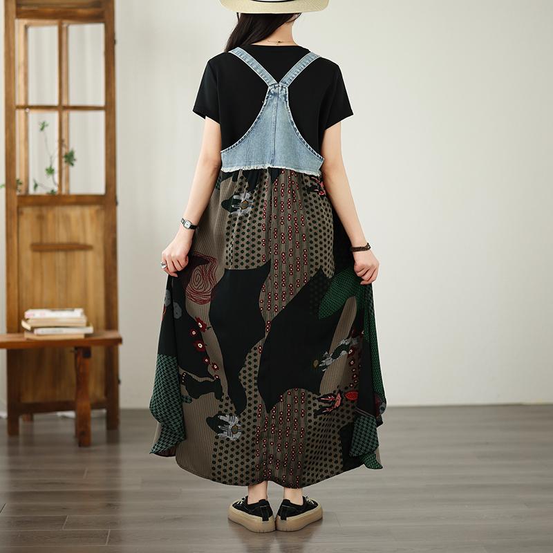 DIMANAF 2026 Plus Size Summer Chiffon Dress Denim Elegant Lady Sundress Floral Women  Long Dress Casual Sleeveless Lace Cotton