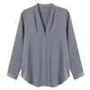 Vintage V-neck Shirt for Women Spring and Summer Long-sleeved Temperament Chiffon Workwear Suit with Simple Bottoming Tops