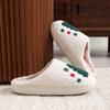 Cute Cartoon Smiley Face Christmas Hat & Tree Strawberry Cotton Slippers, Cozy & Warm Couple Style.