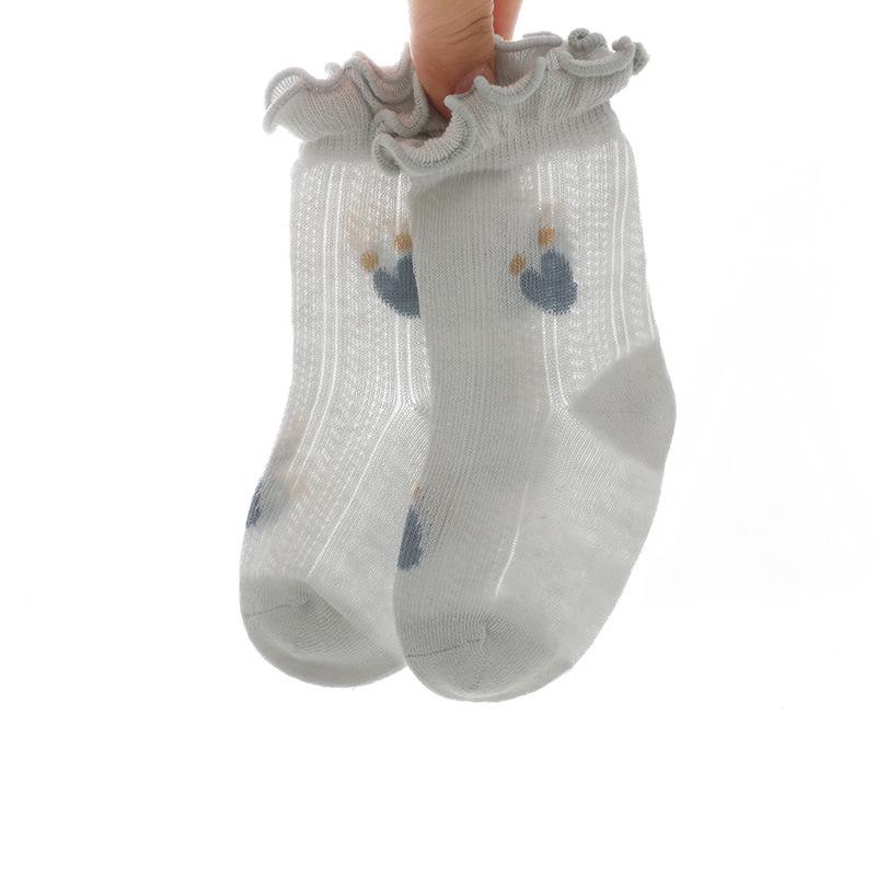 Ultra-Thin Mesh Baby Socks: Breathable and Loose-Fit Mid-Calf Lace Socks for Girls