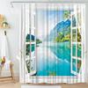 Waterfall Shower Curtain Natural Landscape Outside Window Scenery Forest Flowing Stream Bathroom Decor Polyester Bath Curtains