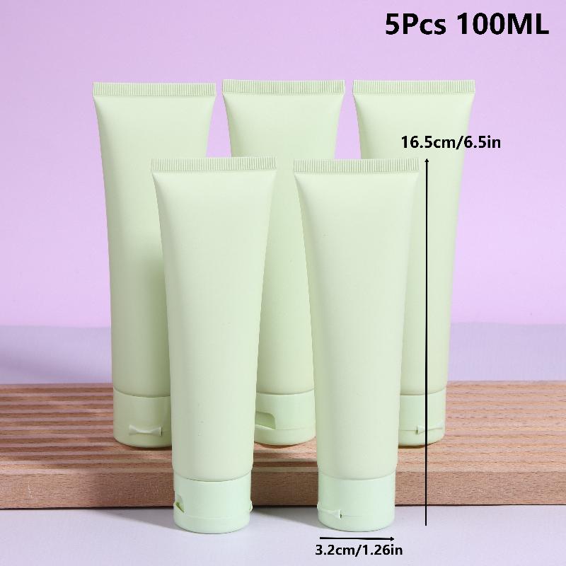 50ml 100ml Grüne Nachfüllbare Quetschflaschen Kosmetisch Leer 5 Stück für Lotion Creme Make-up Reiseaufbewahrung