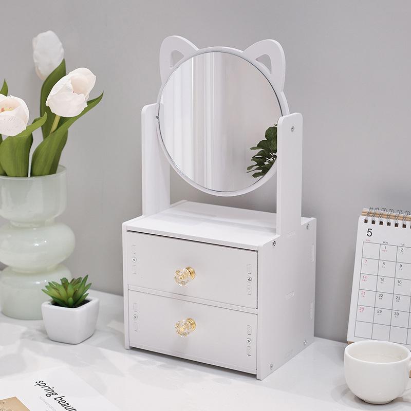 Cosmetics Storage Box, Makeup Mirror, Skincare Product Shelf, Lipstick Jewelry Organizer, Drawstring Bag, Drawer Mirror Cabinet, Home Storage Unit