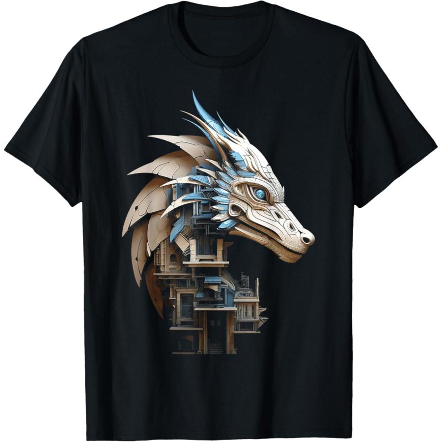 

Dragon Animal Sculpture House Art Graphic Blue Eyes Anime T-Shirt XXXXXL чорний