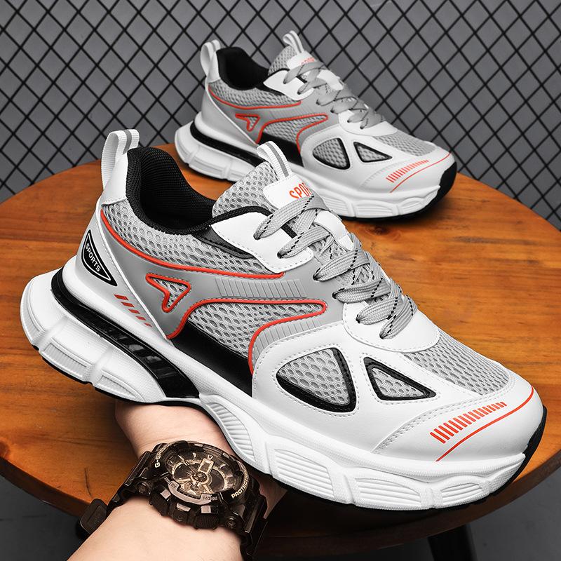 Large Size Men's Shoes Breathable and Versatile Platform Dad Shoes Men's New Mesh Sports Casual Running Shoes