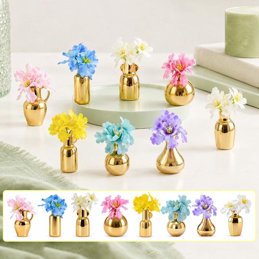 8Pcs Creative Mini Ceramic Vase Magnets DIY Refrigerator Magnets Vase Living Room