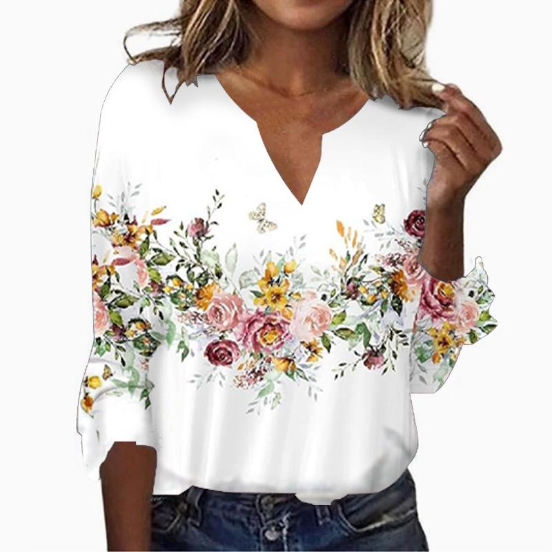 

Женские футболки с длинным рукавом с этническим принтом для осени и зимы 3XL