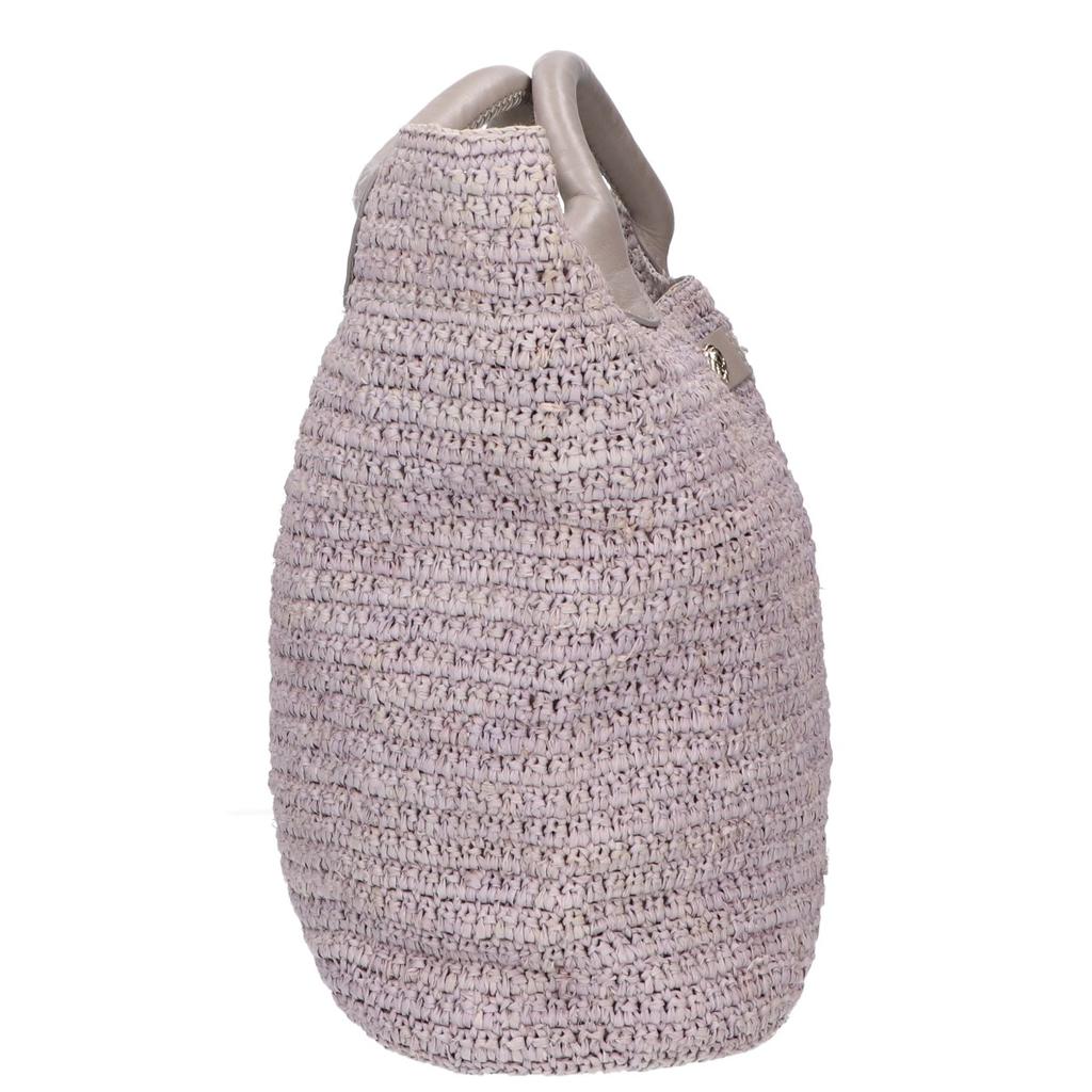 Helen Kaminski Cassia S Raffia X Leather 2-Way Shoulder Bag Tote Bag grayUsed