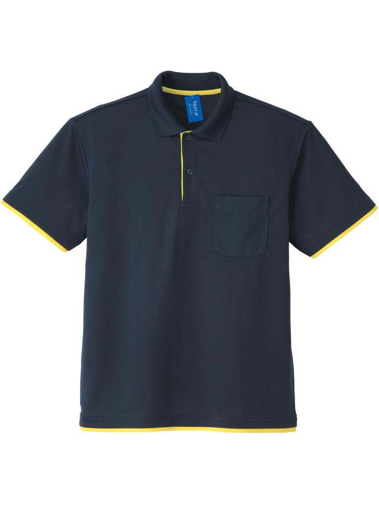 Polo Short with UV Navy x Size 3L T-Shirt.ST Men's 4.4oz Shirt, Dry, Sleeve, Layered, Pockets, Protection, Yellow,