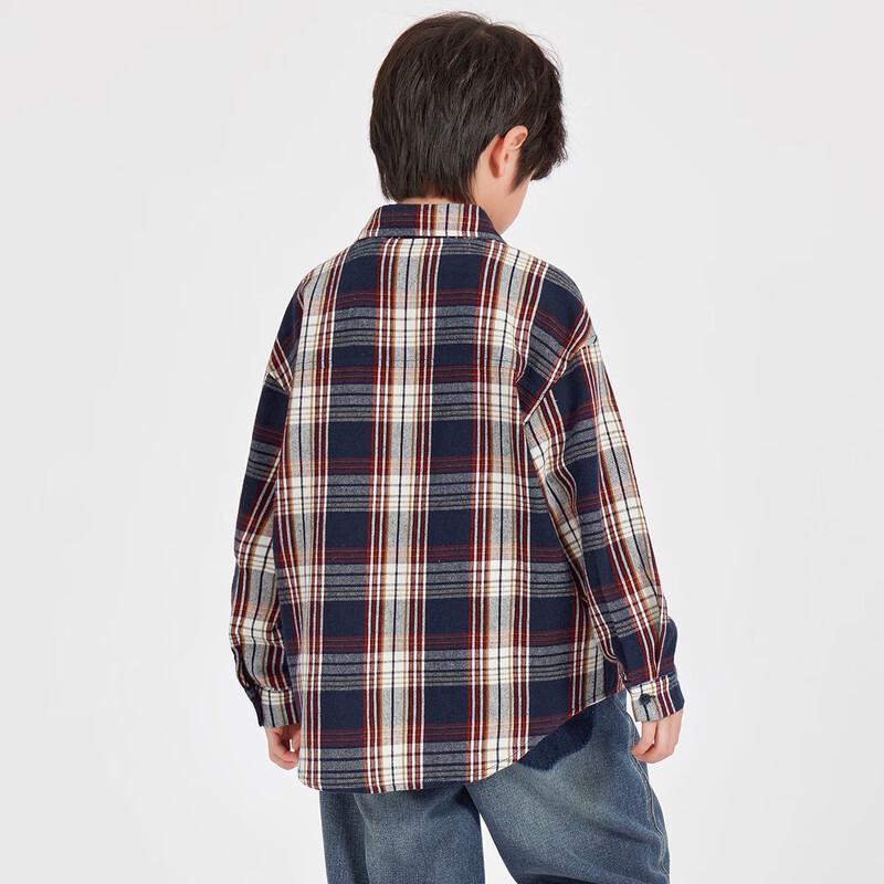 Boys  Retro Plaid Long-Sleeve Shirt 110