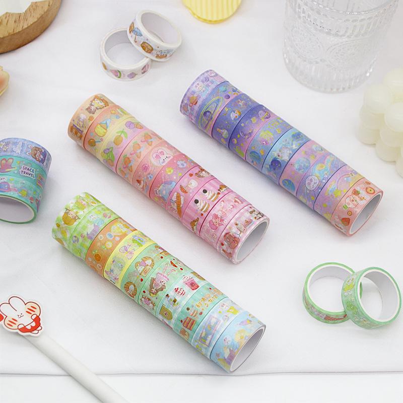 60 Rolls Cartoon Decorative Materials Cute Children's Stationery Handwritten Notebook Tape
