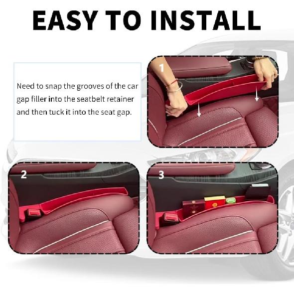 2PCS New Car Seat Gap Filler With 2 Storage Areas,Stylish Car Seat Gap Storage For Stabilizing Phone,Keys Wallet,Universal Car Seat Gap Filler