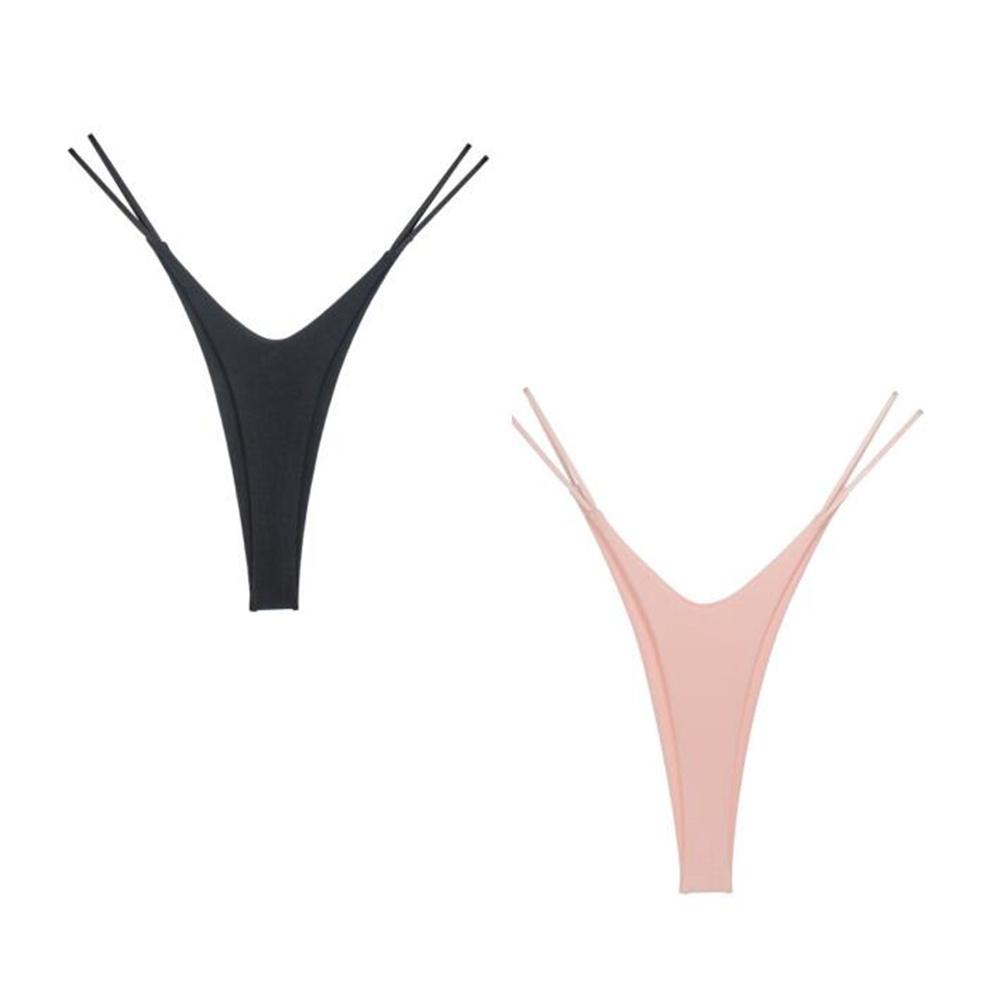 2 Pezzi Perizoma Cotone Doppio Strato a Taglio Alto Slip Bikini Donna G-string Biancheria Intima con Elastico Sottile Doppia Cintura