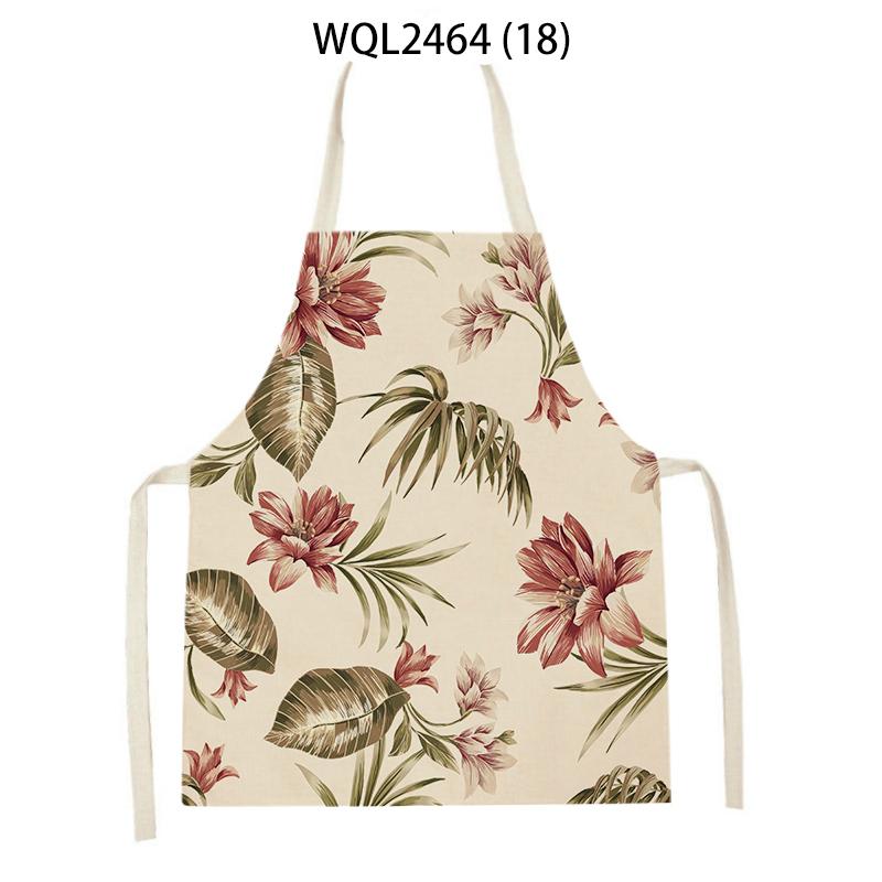Tropical Plants Pattern Kitchen Aprons for Women Men Cooking Linen Sleeveless Animal Zebra Monkey Apron Baking Accessories Bibs