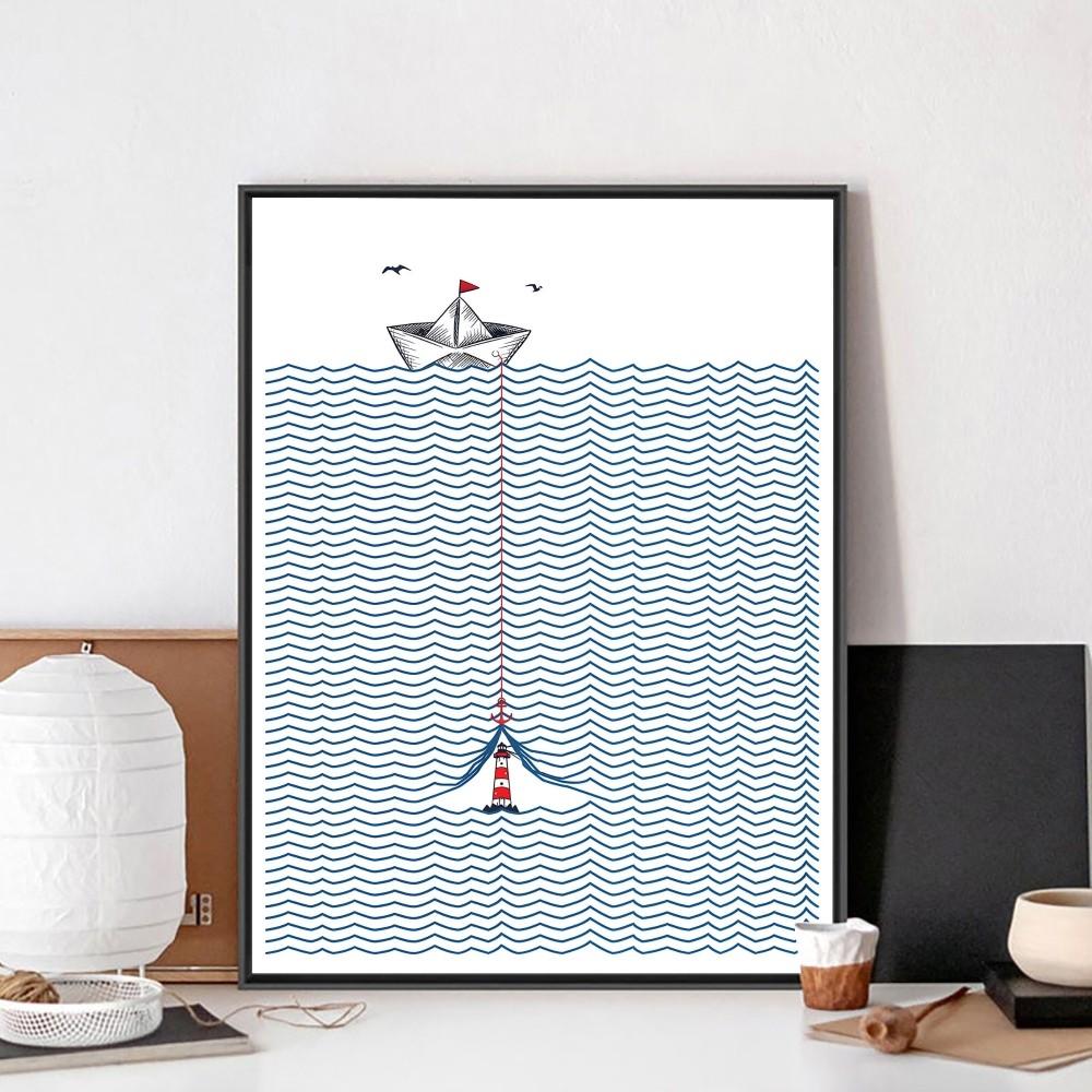 Maritime Surfing Beach Posters Wall Art Canvas Prints Painting Home Decorative Vintage Art Poster Livingroom Bedroom Decoraton