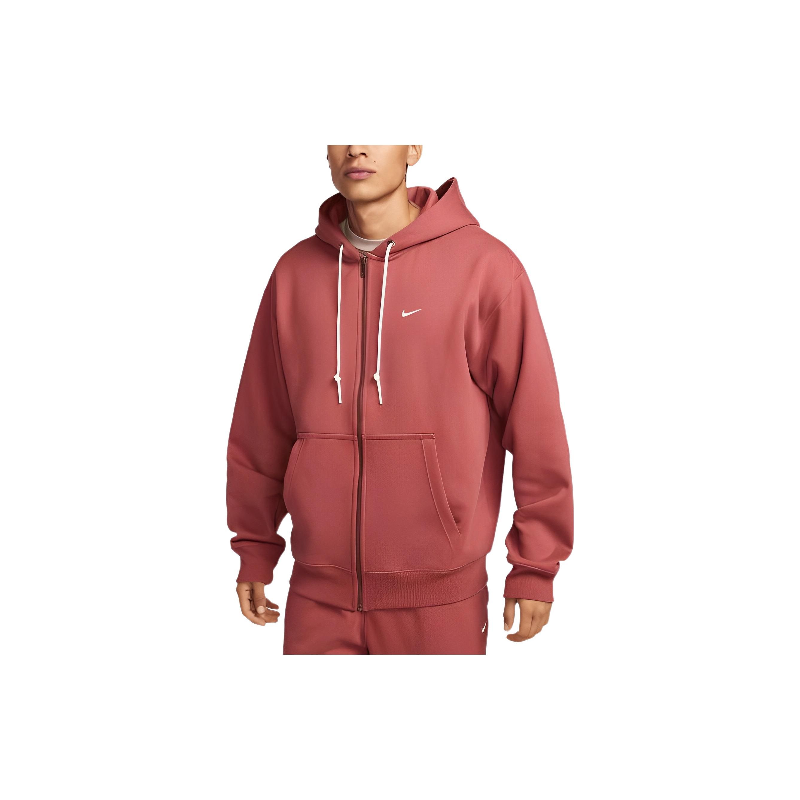 

Мужская однотонная куртка с капюшоном на молнии с логотипом Nike, красная DR0403-691