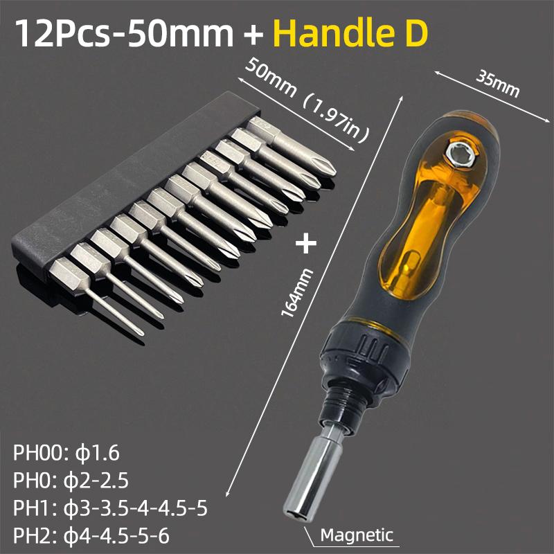Cross Head Screwdriver Bits Set Magnetic Screwdrivers PH00 PH1 PH2 S2 Alloy Steel 1/4" Hex Shank Hand Tools 50/75/100/150mm