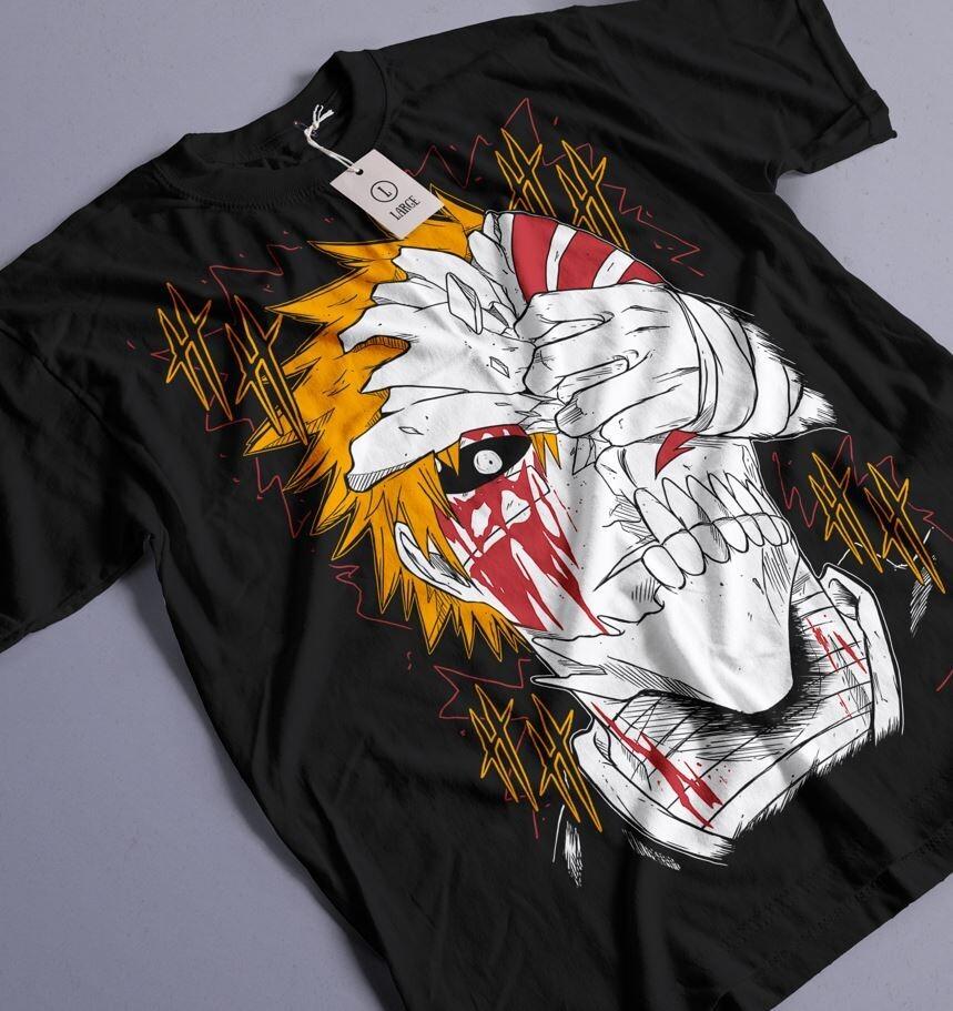 Bleach Ichigo Kurosaki T-shirt Manga Strip Horror Anime Gift Shirt All Size
