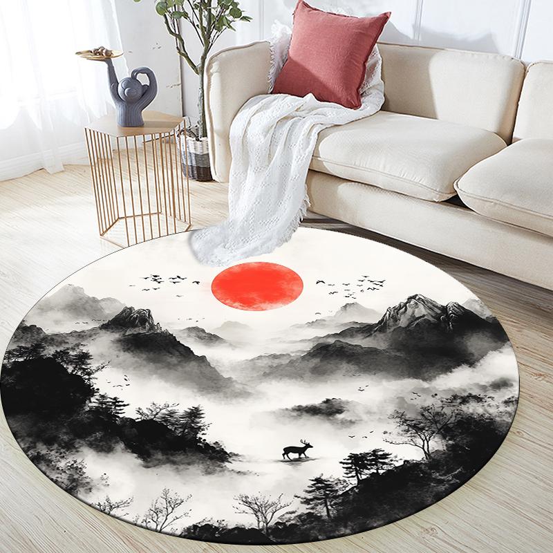 

Landscape Painting pattern round rug,Carpet Rug for Living Room Bedroom Sofa Playroom Decor,Non-slip Floor Mat,Holiday Gifts and Birthday Gifts 80cmx80cm