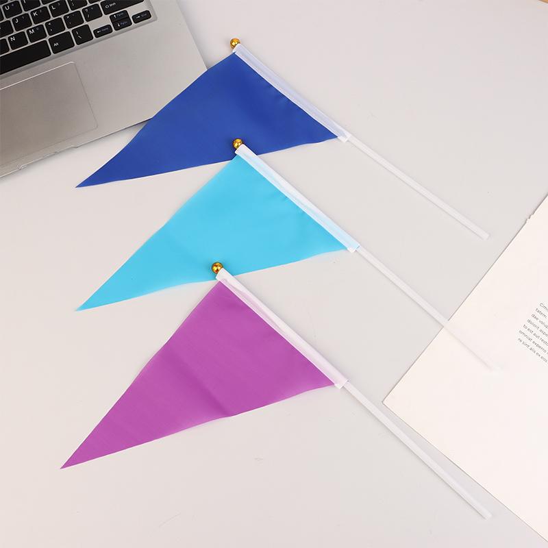 10 Buc. Steaguri Triunghiulare Colorate Cu 10 Bastoane de Steag din Plastic Steaguri Mici Colorate Portabile Pentru Marcarea Grădinii Gazon Curte Consumabile