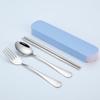 Portable Stainless Steel Cutlery Set: Spoons, Chopsticks, Knife, Fork - Three-Piece Set