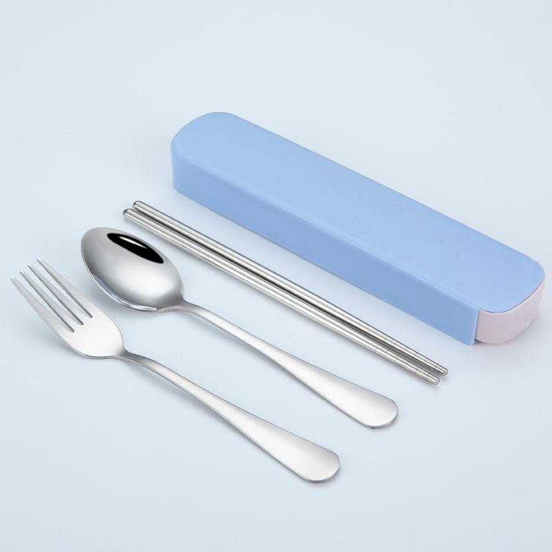 Portable Stainless Steel Cutlery Set: Spoons, Chopsticks, Knife, Fork - Three-Piece Set