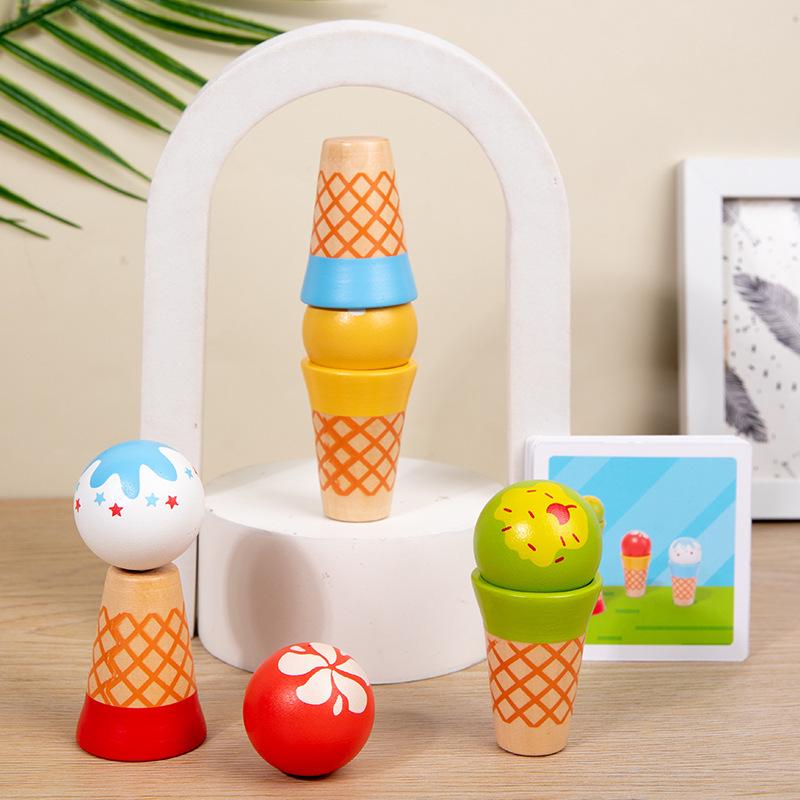 Wooden Ice Cream Shop Pretend Play & Cash Register Toy for Kids